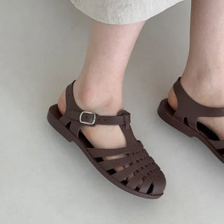 Round Fisherman Net Flat Jelly Shoes