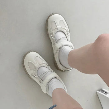 Round Velcro Mary Jane Platform Sneakers