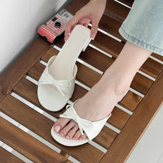 Round Ribbon Slim Fit Mule Sandal Slippers