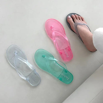 Round Flat Jelly Shoes Flip-flop Slippers