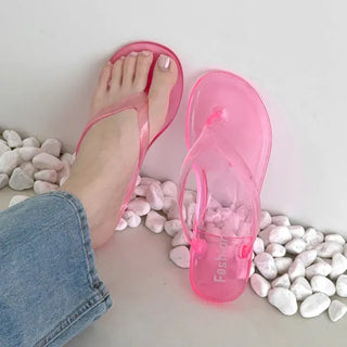 Round Flat Jelly Shoes Flip-flop Slippers