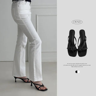Square V-Cut Strap Mule Flip-flop Heel