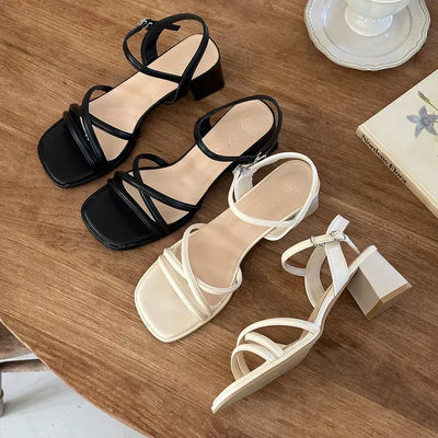 Strap Platform Square Sandal Heels