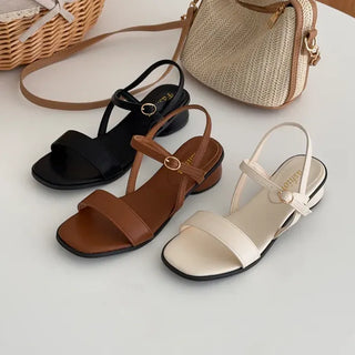 Square Basic Buckle Banding Strap Platform Sandals