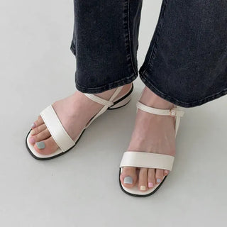 Square Basic Buckle Banding Strap Platform Sandals