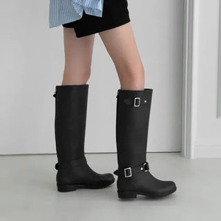 Back Zipper Buckle Long Rain Boots