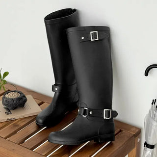 Back Zipper Buckle Long Rain Boots