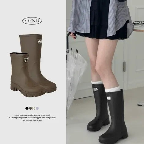 Round Chunky Platform Long & Mid-Length Rain Boots