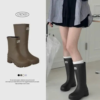 Round Chunky Platform Long & Mid-Length Rain Boots