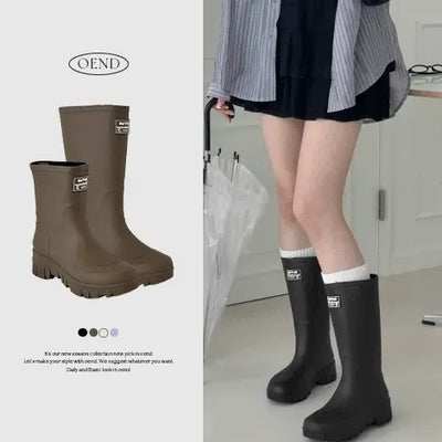 Round Chunky Platform Long & Mid-Length Rain Boots