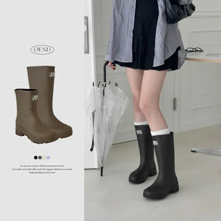 Round Chunky Platform Long & Mid-Length Rain Boots