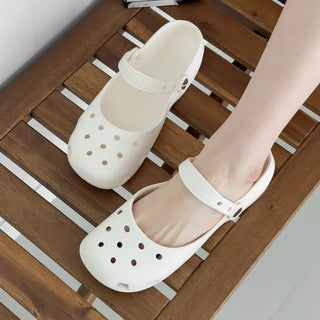 Round Waterproof Mary Jane Clog Sandals