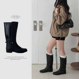 Buckle Patent Rider Long Rain Boots