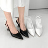 Stiletto Square Banding Slingback Kitten Heel