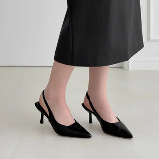 Stiletto Square Banding Slingback Kitten Heel