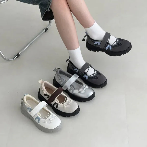 Velcro Contrast String Mesh Sneakers