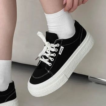 Simple Round Stitch Basic Platform Sneakers