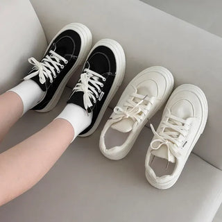 Simple Round Stitch Basic Platform Sneakers