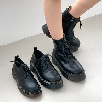 Type Stitch Oxford Platform Loafers Lace-up Boots -0007&0008&0009