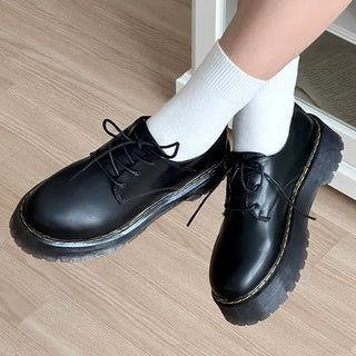 Type Stitch Oxford Platform Loafers Lace-up Boots -0007&0008&0009