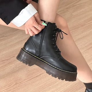 Type Stitch Oxford Platform Loafers Lace-up Boots -0007&0008&0009