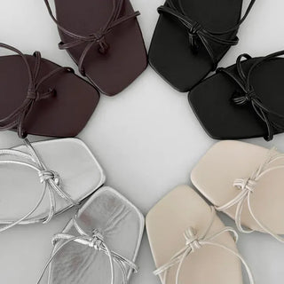 Square Soft Twisted Strap Flip-flops