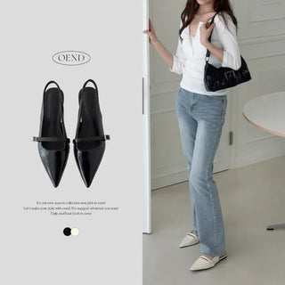 Stiletto Mary Jane Slingback Low Heel Mule