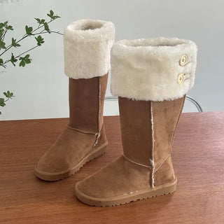 Button Fur Long UGG Boots