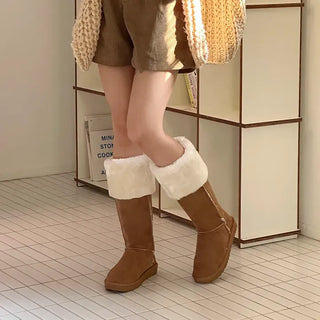 Button Fur Long UGG Boots