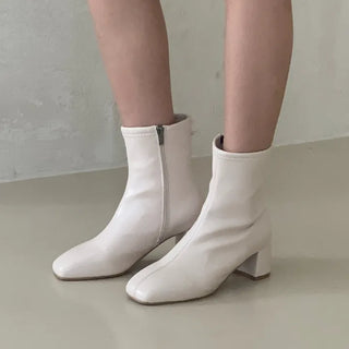 Square Platform Mink Fur Fleece-lined Ankle Boots