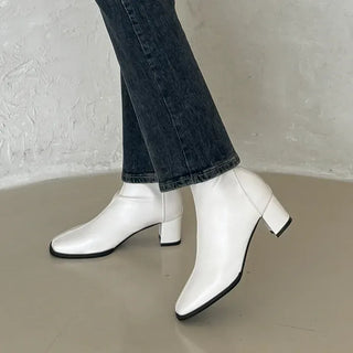 Square Spandex Platform Ankle Boots