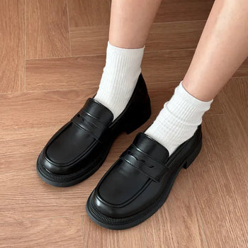 Leather Classic Platform Penny Loafers