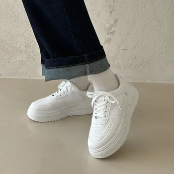 White Platform Height-Increasing Sneakers