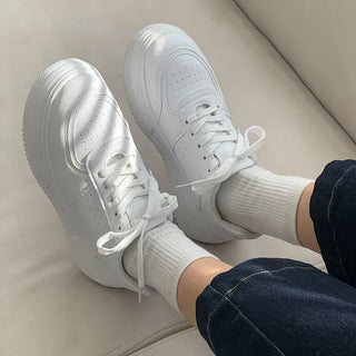 White Platform Height-Increasing Sneakers