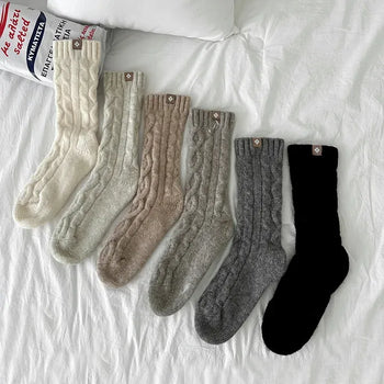 Cable Knit Wool Leg Warmer Socks