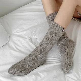 Cable Knit Wool Leg Warmer Socks