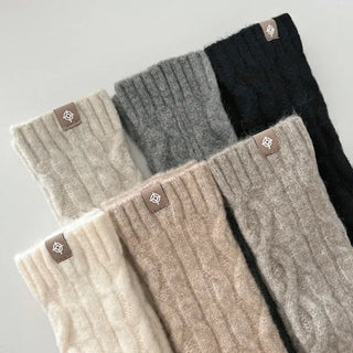 Cable Knit Wool Leg Warmer Socks