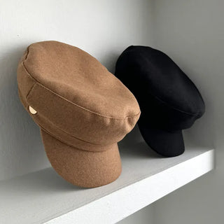 Side Golden Pendant Wool Beret Hunting Cap Baker Hat