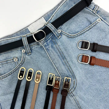 Slim Fit Daily Line Smooth & Perforated Belt Piece Set
