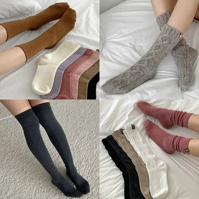 Basic Long & Mid Cotton Wool Socks Piece Set