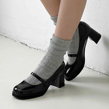 Patent Patent Mary Jane Platform Loafer Heel