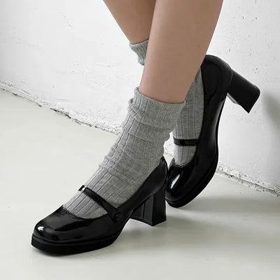 Patent Patent Mary Jane Platform Loafer Heel