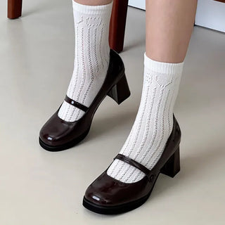Patent Patent Mary Jane Platform Loafer Heel