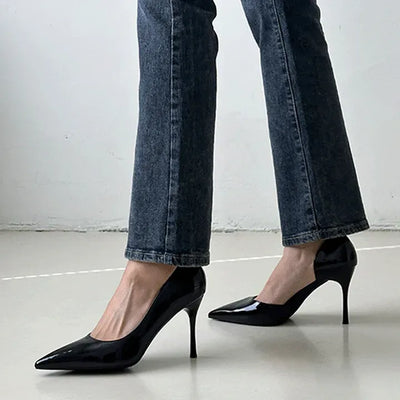 Enamel Stiletto Inside Open High Heel Shoes