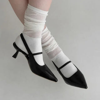 Stiletto Mary Jane Strap Slingback Kitten Heel Shoes