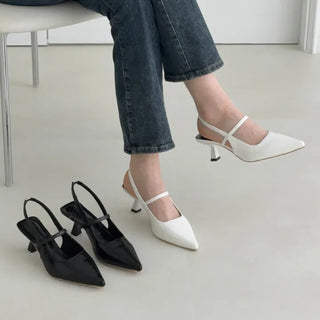 Stiletto Mary Jane Strap Slingback Kitten Heel Shoes