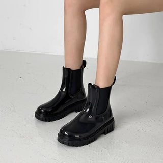 Chelsea Side Banding Chunky Outsole Mid-Length Rain Boots