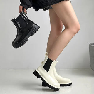 Chelsea Side Banding Chunky Outsole Mid-Length Rain Boots