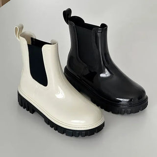 Chelsea Side Banding Chunky Outsole Mid-Length Rain Boots