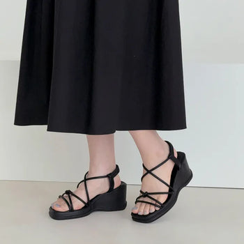 Wedge Platform Twisted Strap Sandals